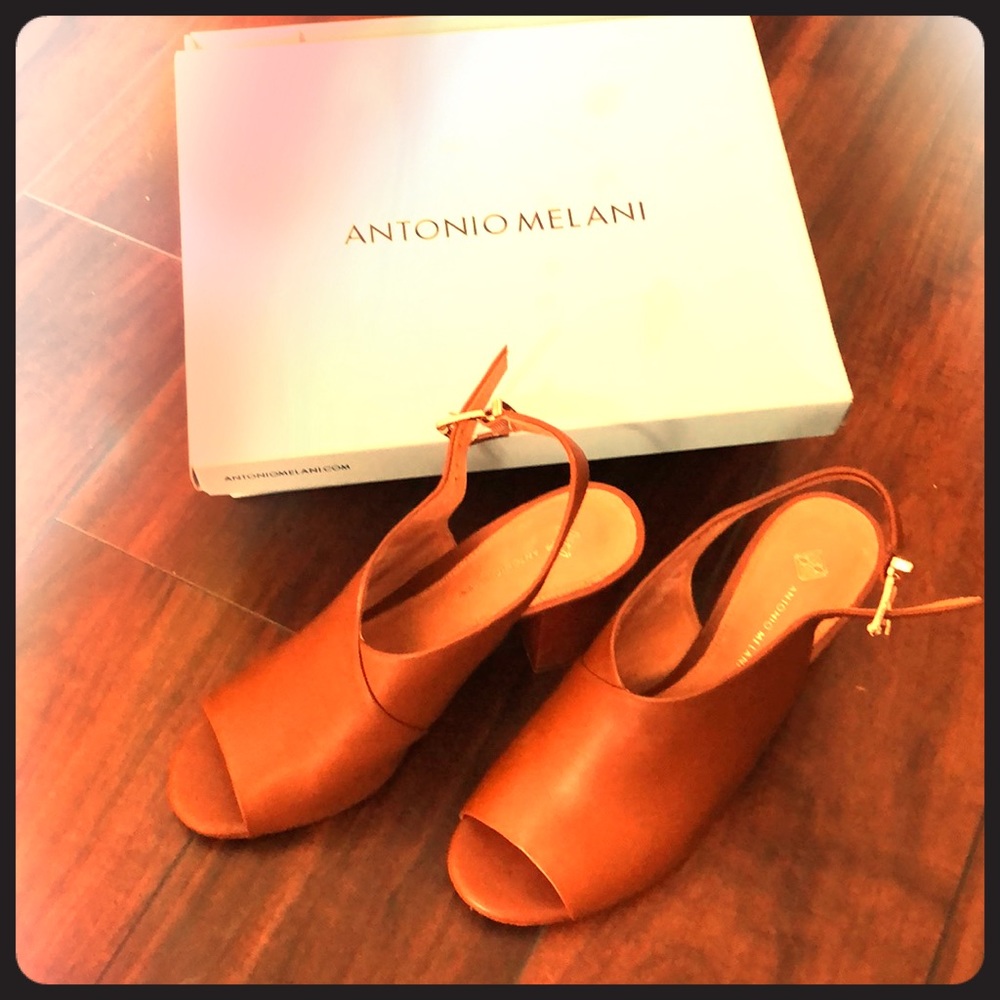 Antonio Melani dark tan block heels